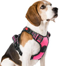 rabbitgoo Dog Harness Medium Sized, No Pull Pet Harness with 3 Buckles, Adjustable Soft Padded Vest with Control Handle, Walking Reflective Pet Vest for Medium Dogs, Rose Pink, M