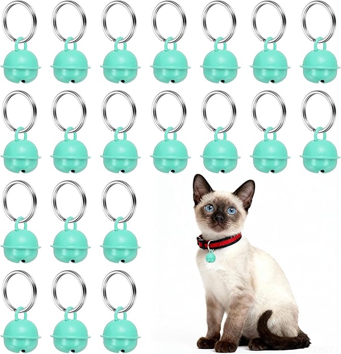 Cat Bells, Small Pet Copper Bells Collars Charm with Key Rings Loud Crisp Sound Anti-Lost Pendant Accessories