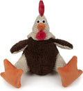 goDog, Checkers Fat Rooster, Squeaker Dog Toy, Chew Resistant, Durable Plush, Soft, Tough, Reinforced Seams, Brown, Large