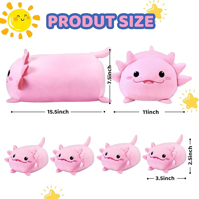 Axolotl Plush Cute Axolotl Stuffed Animal with 4 Baby Soft Pillow Valentine's, Birthday Gift for Girls Boys Kids Decor