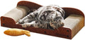 26-Inch Large Cat Scratcher Lounger Bed, Durable Cat Scratching Pad, Cat Scratch Board for Indoor Cats, Corrugated Cardboard Cat Scratcher Bed to Lounge and Scratch, Furniture Protector, Brown