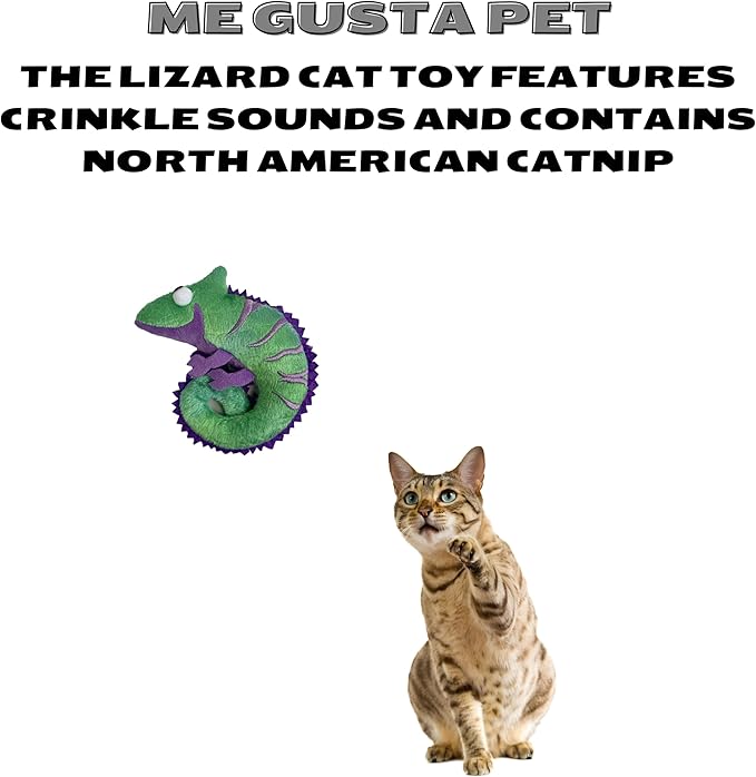 Cat Toys Catnip Crinkly Sound Toy with North American Catnip | Lizard Cat Toy Crinkle Paper Sound | Cat Kitten Toy Teething Chew | Cats Kicker Crinkle Paper | Chameleon Cat Toy 4.5-INCH