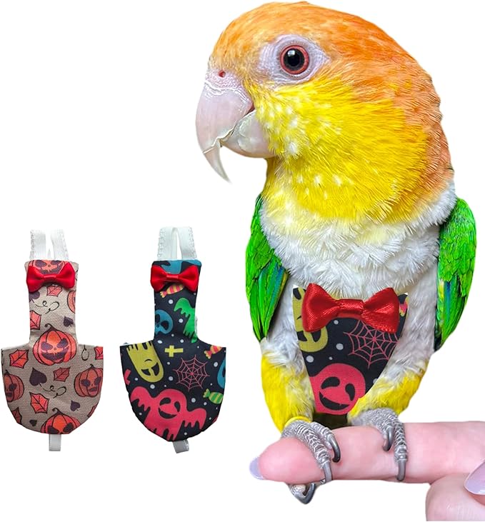 UKJENT Bird Diaper Protective Parrot Nappy - 4 Pack, Reusable Flight Suit with Waterproof Inner Layer, Washable Cute Urine Wet Suit for Parakeet Cockatiel Mini Macaw Budgie Canary(M)