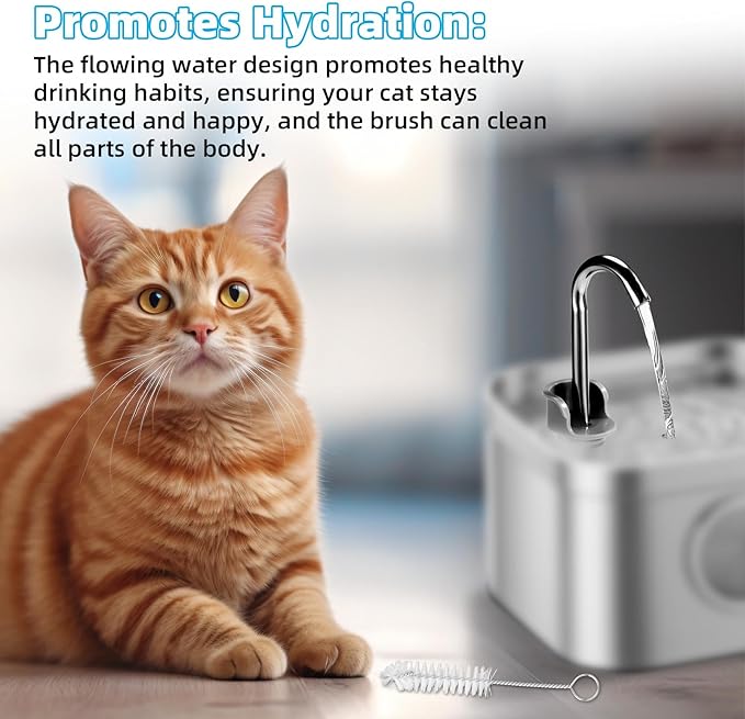 Cat Water Fountain Replacement Accessories Set, Including Spout & Spout Holder Cleaning Brush Practical Maintenance Kit for Pet Drinking Fountain