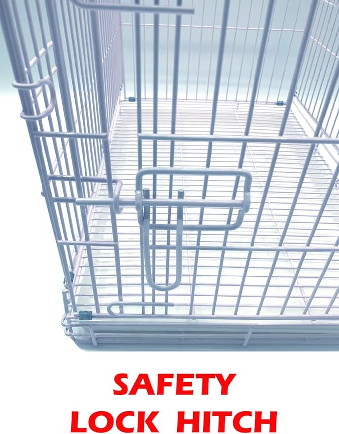 Large Easy Collapsible Travel Vet Bird Parrot Carrier Metal Cage Bar Spacing 1.25-Inch Prevent Your Parrot Bird Beaks Out with Stainless Feeder Cups Natural Wooden Perch