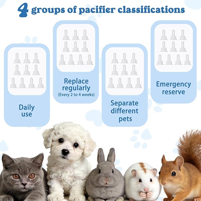 Homoyoyo 40-Pack Replacement Bottle Nipples Cat - Silicone Pet Nursing Nipples Nurser Silicone Replacement Pacifiers for Kitten and Puppy Small Animals, Bunny Feeding Bottle White 0.98X0.63 Inch
