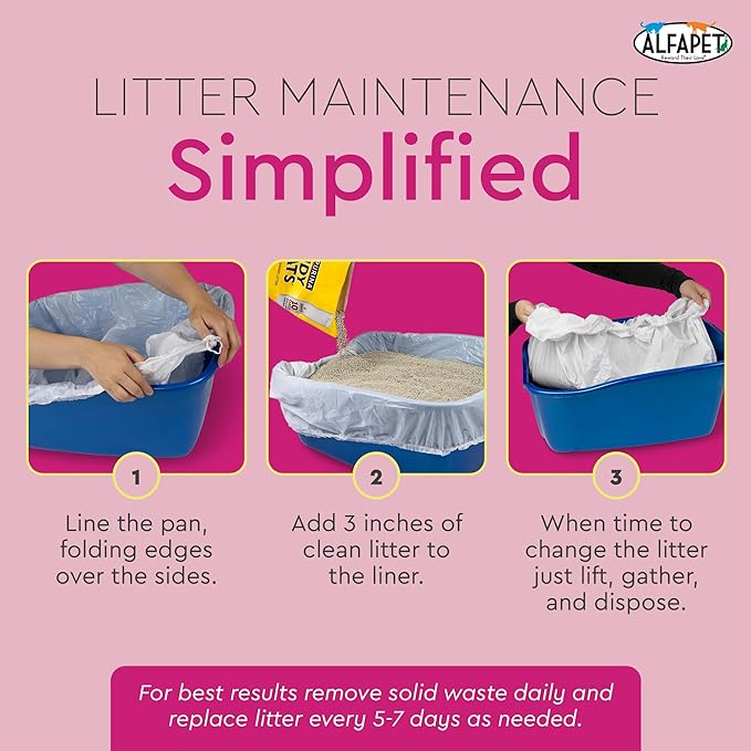 Alfapet Cat litter box liners, Elastic bags liners, 20 Count For Large, X-Large, Giant, Extra-Giant Size litterbox- With Sta-Put Technology for Firm, Easy Fit- Quick + Clever Waste Cleaners, Pack of 2
