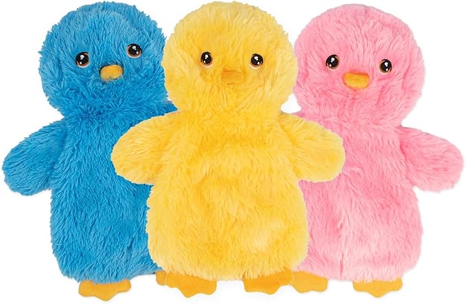 Best Pet Supplies Interactive Squeaky Dog Chew Toy, Ideal Dog Toys for Chewers, Small, Medium & Large Dogs, and Fetch Lovers - Crinkle Chicken (Yellow, Pink, Blue), Large