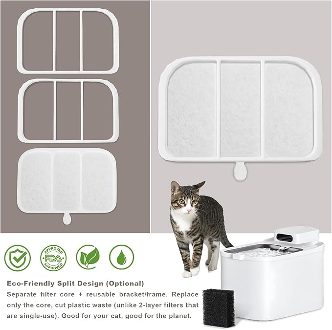 Filters Replacement for 105 fl oz/3L Automatic Cat Fountain, Compatable with E versweet MAX Water Fountain.8 Pack