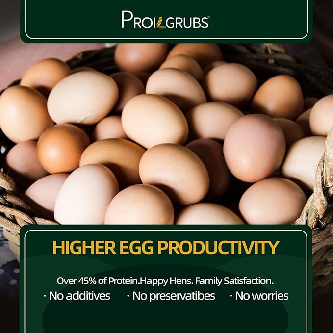 PROILGRUBS 10 LBS - Non-GMO-Worms for Chickens All Natural Dried Black Soldier Fly Larvae Treats, High Protein Worms for Chickens, Hens, Birds.