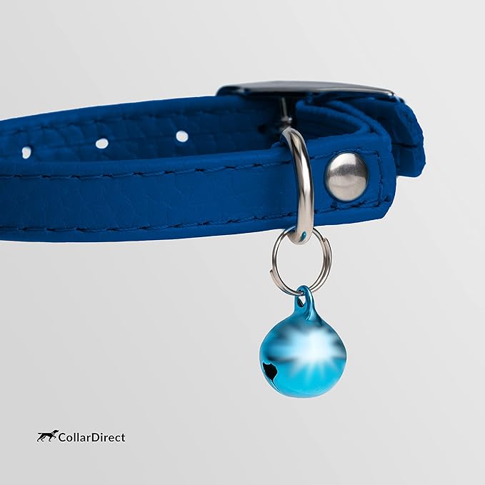CollarDirect Leather Cat Collar with Removable Bell – Safety Elastic Strap (Breakaway Alternative) – Kitten Collar for Small & Big Boy & Girl Cats