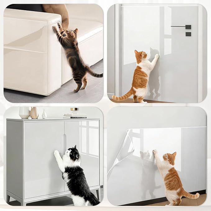 Cat Scratch Couch Protector, 24-Pack Clear Self-Adhesive Furniture Protectors, Anti-Scratch Sofa Guard for Cat Claws, Transparent Pet Deterrent Couch Cover for Chair & Furniture Corners