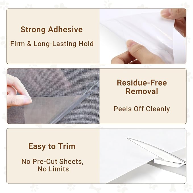Anti Cat Scratch Furniture Protector - 118in*12in, Clear Couch Guards from Cats Scratch, Sofa Protectors from Pets Scratching, Door Protector from Dog Scratching, Self-Adhesive - 50 Pins