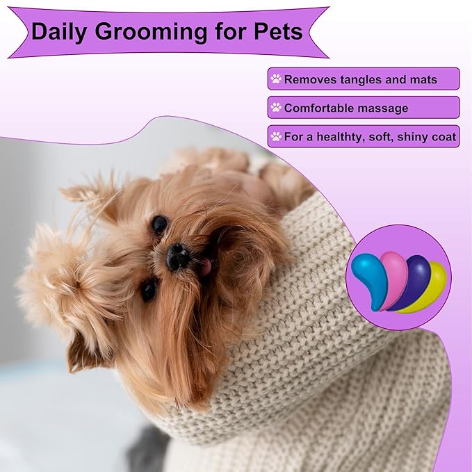 Puppy Brush for Small Dogs - Soft Dog Brush - Perfect Yorkie, Shih Tzu, Maltipoo & Maltese Grooming - Gentle Hair Remover for Easy Pet Grooming at Home (Light Purple)