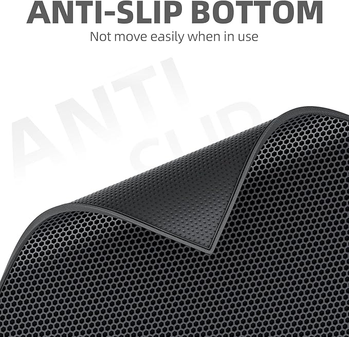ESTHELLO Cat Litter Mat Large, Cat Litter Trapping Mat, Honeycomb Double Layer Design, Easy to Clean,Washable (30’’ x 24’’ Black