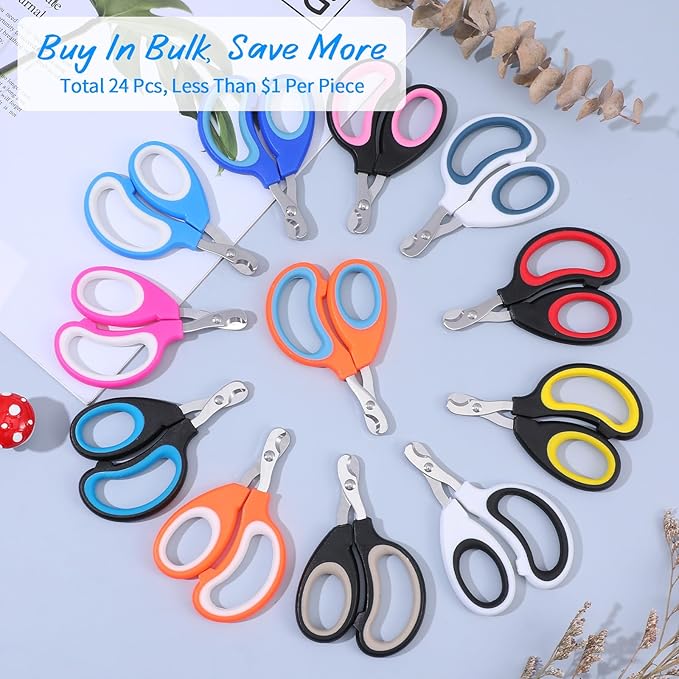 24 Pcs Cat Nail Clipper Bulk Kitten Claw Trimmer Pet Nail Cutter Claw Care for Cattery Cat Breeders Groomers Nonprofit Organization and Charity