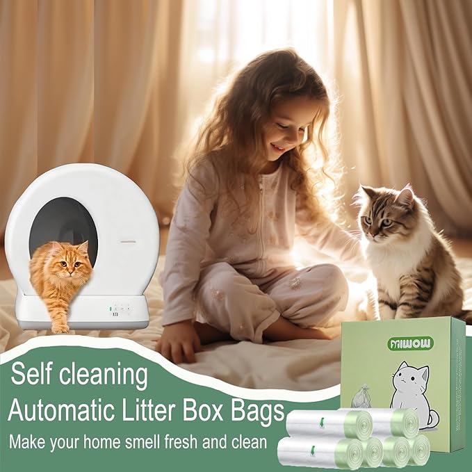 120 Count Miwow Cat Litter Box Liners for MeoWant MW-SC01、MW-SC02, Litter Box Liner Replacement Waste Bags, Thickened Leak-Proof & Odor-Proof Design, Compatible for More Automatic Litter Box