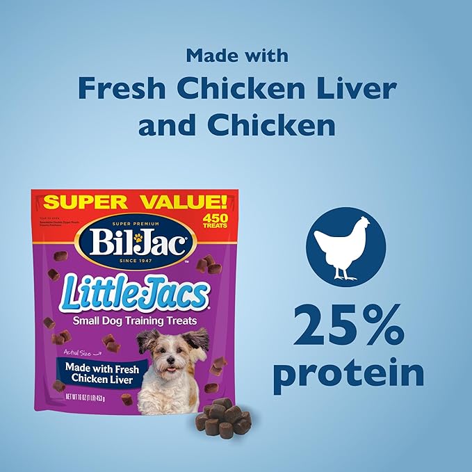 Bil-Jac Little Jacs Small Dog Training Treats, Chicken Flavor, Made with Chicken Liver, 16oz (2-Pack)