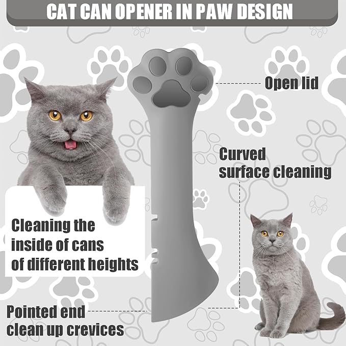 5 Pcs Pet Food Can Supplies Set Dog Cat Food Lid Cat Can Opener Cat Spoons for Wet Food (Gray)