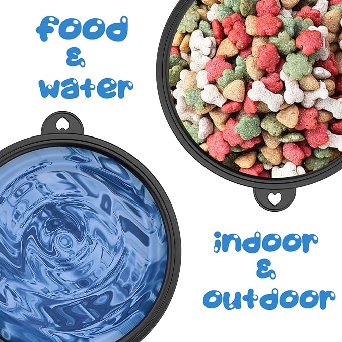 Dog Bowl Pet Collapsible Bowls Slow Feeder Dog Bowls, 2 Pack for Cats Dogs 34 oz, Portable Foldale Pet Water Food Feeding Dishes for Walking Hiking Traveling with 2 Carabiners (Blue+Red)