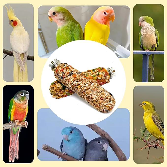 2PCS Parakeet Treat,Natural Parrots Treat Sticks,Vegetable & Grain Flavor Crunch Sticks,Bird Treats for Cockatiel Budgies Lovebirds Canary Conure Finches