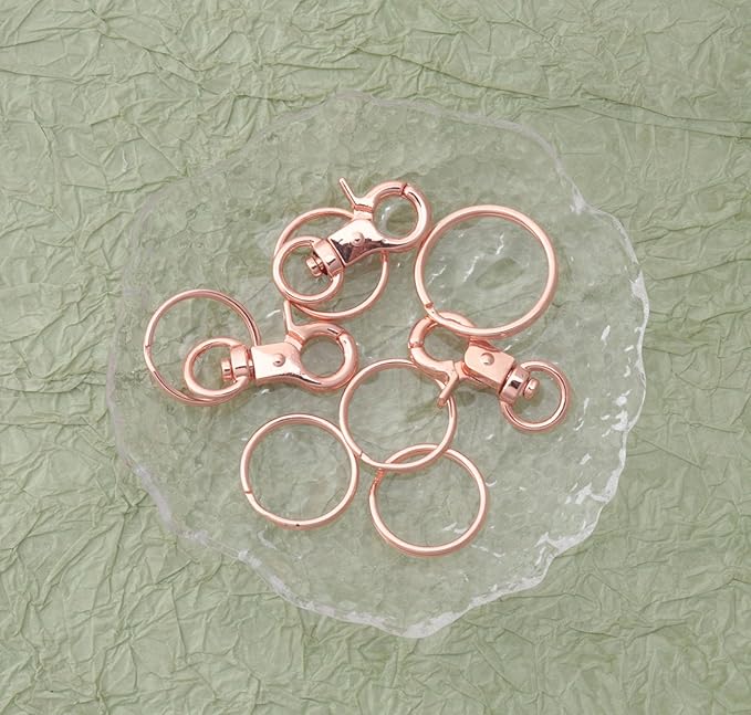 5 Pcs Dog Tag Clips with 5 Pcs 3/4 Inch 1 Inch Keychain Metal Rings for Pet Kitten Cat Collars ID Holder