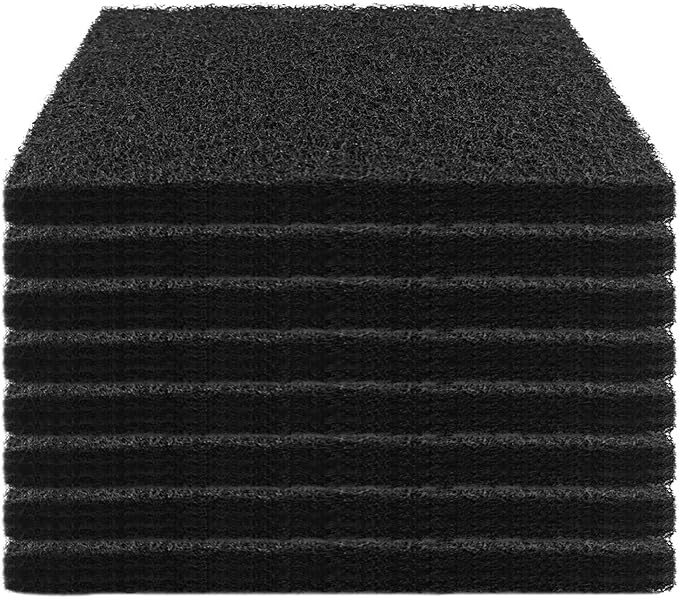 Lubise 8 Pcs 0.5in Charcoal Filters Compatible with Van Ness Cat Litter Box, 4.5 x 6.5Inch Replacement Activated Carbon Premium Odor Filters for Pureness F6 Zeloite Air Filter, Black