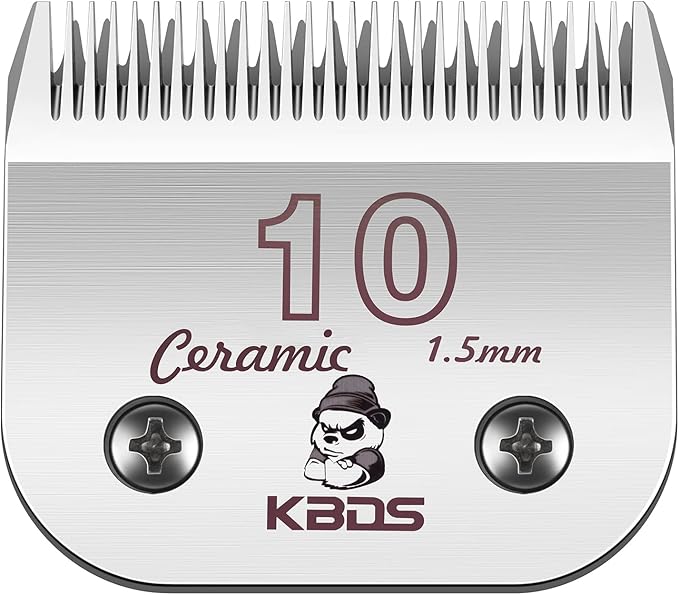 KBDS Detachable Ceramic Pet Clipper Blades,Size-10 Blade Compatible with Most Andis,Oster,Wahl A5 Clippers,Made of Ceramic Blade Cutter and Carbon Steel Blade,1/16'' Inch 1.5mm Cut Length