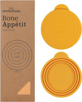 Silicone Pet Food Can Covers - Airtight Lids for Dog & Cat Wet Food Storage, Bone Appetit Food Savers for Freshness (Yellow Mango 2 Pack)