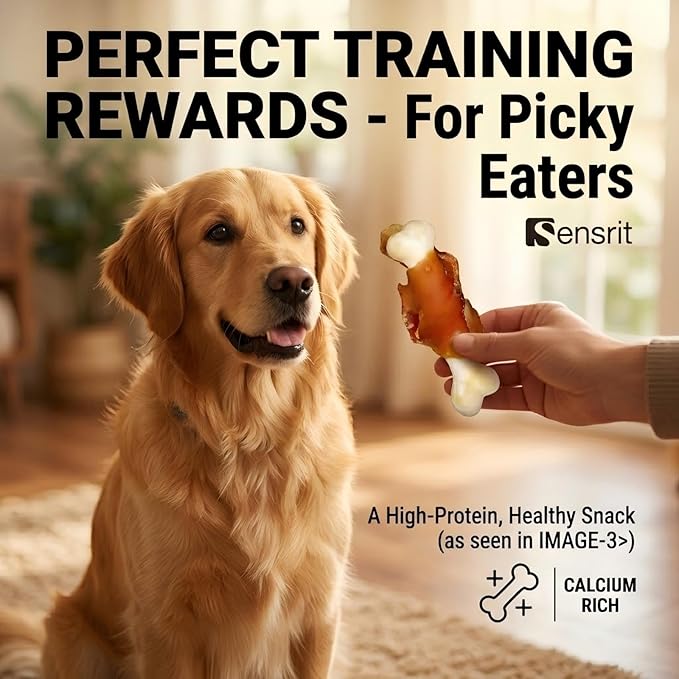 Chicken Wrapped Cheese Bone Dog Treats for All Dogs - 10oz (285g) High Protein Jerky Sticks - Rawhide-Free Calcium Rich Dog Snacks - Healthy Training Rewards & Teeth Cleaning Chews