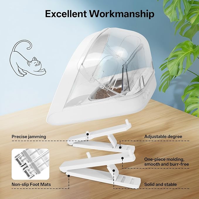 Adjustable Stand for Micro Chip Automatic Pet Feeder and Connect, YOIHABV Elevated Cat Feeder Stand, 0, 15, 20 Degree Adjustment, Raise Cat Food Dispenser, Easier for Pets to Reach Food