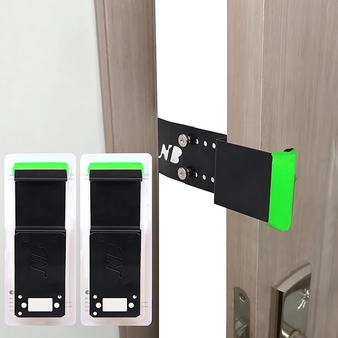 Neobay Steel Cat Door Latch, Door Prop for Cats Keep Dogs Out of Cat Litter Box, Cat Door Stopper with Silicone Anti-Collision Pad, Alternative to Interior Pet Door, Steel Black 2 Packs