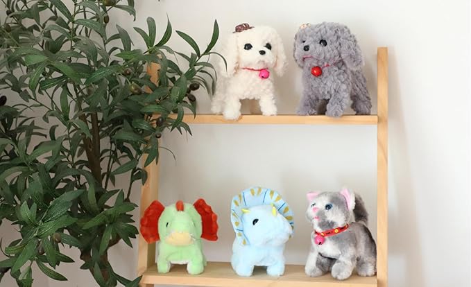 Cuteoy Walking Grey Dog Stuffed Animal Talking Wagging Nodding Educational Plush Puppy Toy Electric Interactive Animated Plushies for Girls Boys Birthday