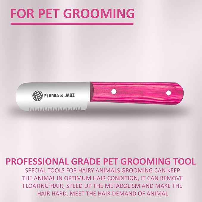 FJ Professional Stripping Knife, Right handed, 3 inch blade (Stainless Steel) (Coarse, Pink)