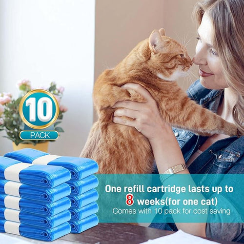 10 Pack Cat Litter Refill Bags 100% Enhanced Odor Control Generic Litter Refills Compatible with Standard, Plus, XL Pail