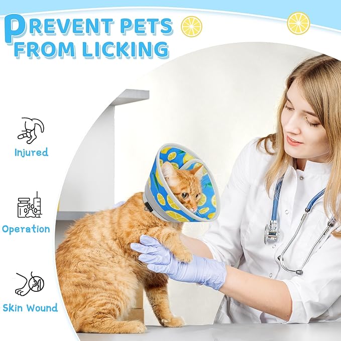 Cat Cone Collar Soft to Stop Licking, Adjustable, Foldable Lightweight Kitten Cone After Surgery Recovery for Cats & Kittens, EVA Material, Royal Blue, S