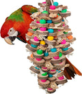 Large Bird Toys for Parrots Toys Natural Colored Wooden Bird Cages Chew Accessories for Macaws, Cockatoos, African Grey, and Amazon Parrots