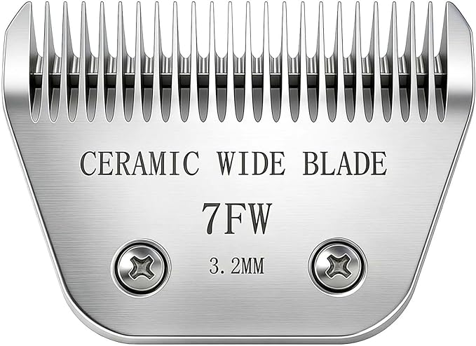 Precision Ceramic Wide Blades for Dog Grooming,Compatible with Andis,Oster A5,Wahl km10 Clippers-Dog and Cat Grooming Replacement Blade (7FW(3.2MM))