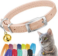 CollarDirect Leather Cat Collar with Removable Bell – Safety Elastic Strap (Breakaway Alternative) – Kitten Collar for Small & Big Boy & Girl Cats