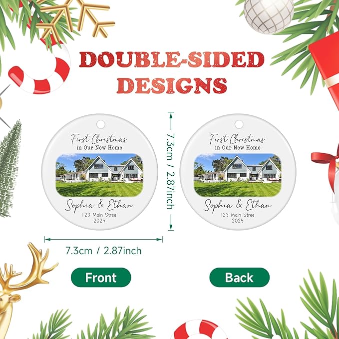 Personalized First Christmas in Our New Home Ornament 2026, New House Address Christmas Ornaments, Housewarming Gift for New Homeowners, Couples, or Family