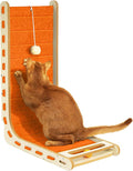 Cat Scratcher with Bell Ball Cat Scratch Pad L-Shaped Scratch Mat Vertical Cat Scratching Board for Indoor Cats Felt Cats Scratching Post Furniture Protector Kittens Cratchers Toys- Orange