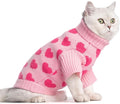 KOOLTAIL Cat Sweater Turtleneck- Soft Pink Knit Cat Sweaters for Cats Only, Heart Love Pattern Thick Warm Cold Weather Clothes, Pet Outfit for Small Medium Large Size Kitten Puppy Girl