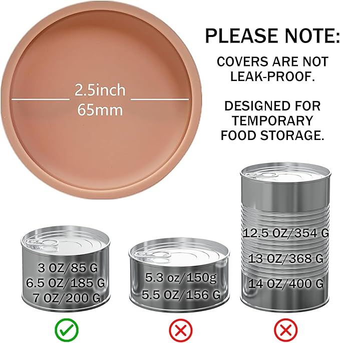 OHMO 2 Pack Cat Food Can Lids, Small Size (3 oz) Silicone Pet Food Can Lids Covers for 3 oz Cat Food Cans, Nude Pink