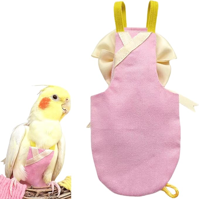 Bird Flight Suits Diapers, Parrot Flight Suits Diapers for Quaker Parakeets Cockatiels Conures Macaw African Grey, Bird Diaper, Parrot Clothes (Pink B,2XL)