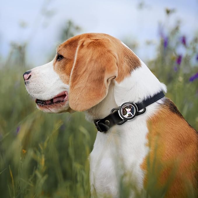 Waterproof Airtag Dog Collar Holder, Silicone & ABS Airtag Holder for Dog & Cat Collars, Ultra-Durable, Lightweight and Protective Airtag Case (Black&Rose-1, Small)