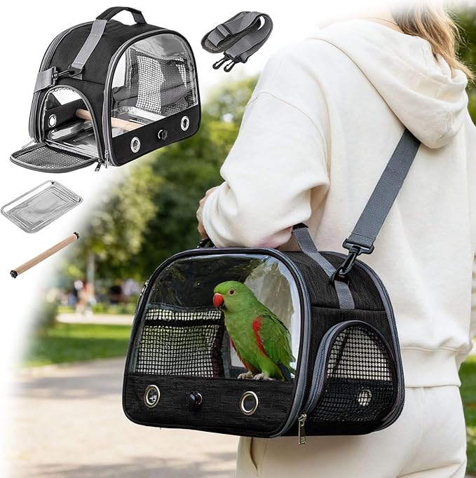 Portable Bird Carrier, Small Bird Travel Cage Carrier for Small Medium Parrot, Lightweight & Breathable Bird Cage with Zipper for Vet Visit Shopping and Outdoor Adventure (Color C)