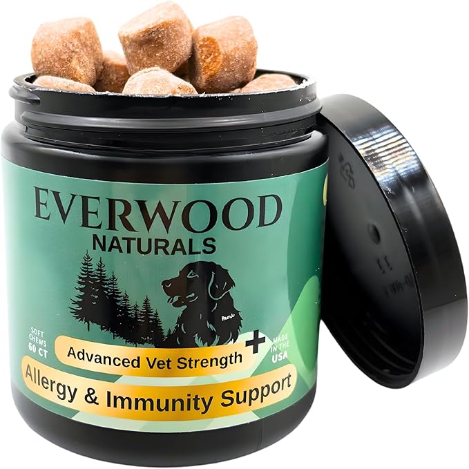 Premium Allergy & Immunity Support Soft Chews for Dogs – Colostrum, Plasma Proteins, Yeast & Vitamins C & E – Dog Immunity & Allergy Supplement – 60 Soft Chews