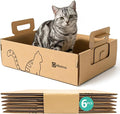 6-Pack Large Disposable Cat Litter Box, Recyclable Cardboard, Waterproof & Leak-Resistant, Portable for Travel, Temporary and Home Use