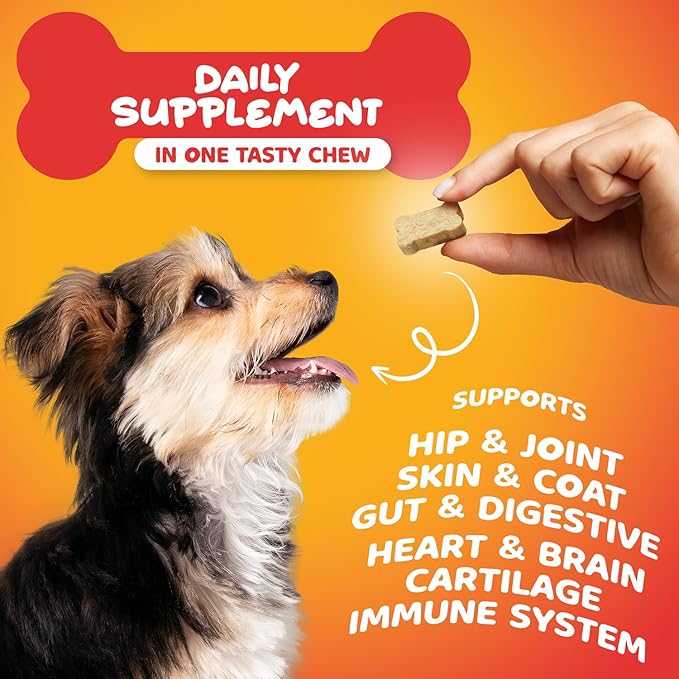 Paw Science Dog Vitamins and Supplements - 20-in-1 Multivitamin Treats for Dogs - Glucosamine, Probiotics, Wild Alaskan Salmon Oil, Chondroitin, MSM & More - Peanut Butter Flavor - 90 Count