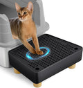 Extra Large Cat Litter Box Step Ramp, Cat's Litter Catcher Mat with Wooden Feet, Filter Function, Pedal Stool for Self-Cleaning Cat Litter Box, Ideal for Kitten & Elderly Cats (Black)